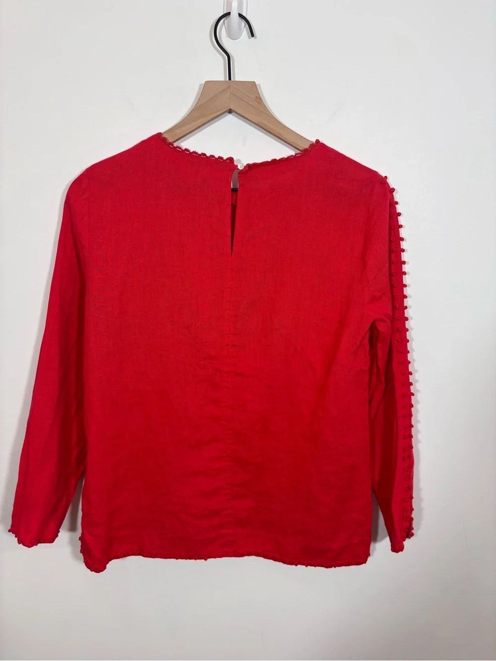 J Crew Embroidered linen top Size 4 Vibrant Red F0825 Lightweight Breathable
